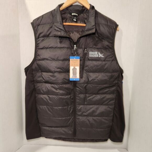 Eddie Bauer Men’s Vest Power Down Insulation Storm Repel Classic Fit Sz Lrg Gray - Picture 4 of 6